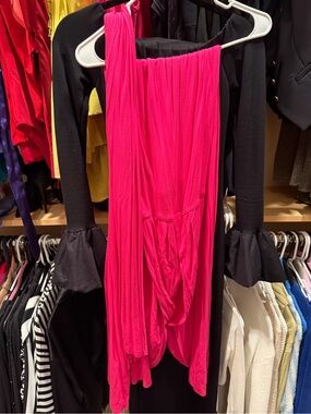 Bright Hot Pink Draped Maxi Dress
